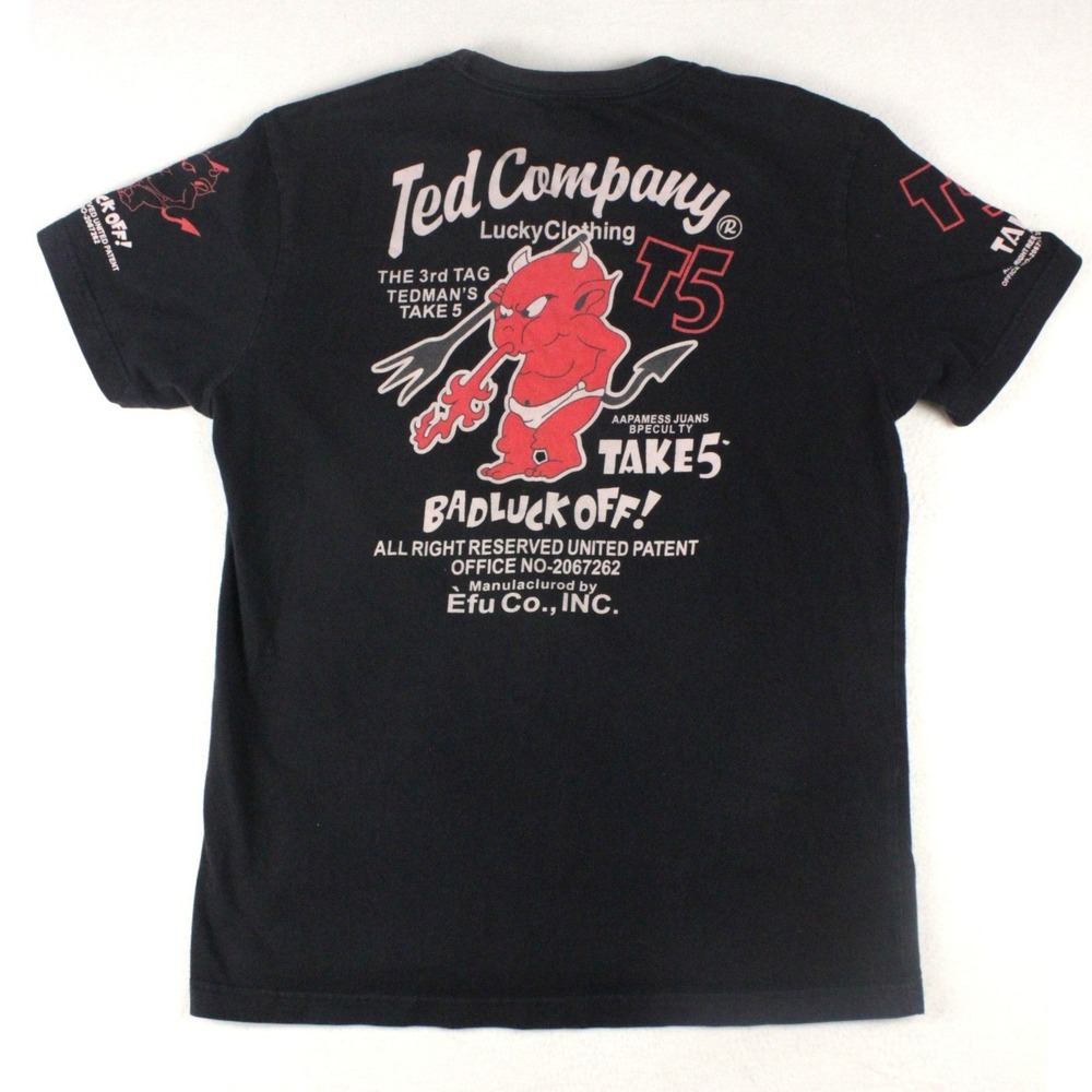 Tedman Ted Company Take 5 T Shirt Mens L 44 Japan Double Sided Devil Graphic
